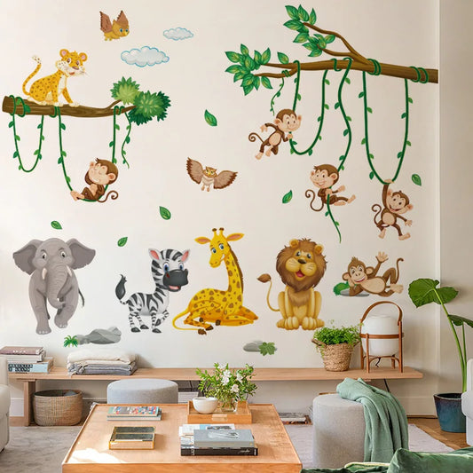 Elephant Zebra Giraffe and Monkey Wall Decal | Kids Room Decor by HomeDecorDecals.