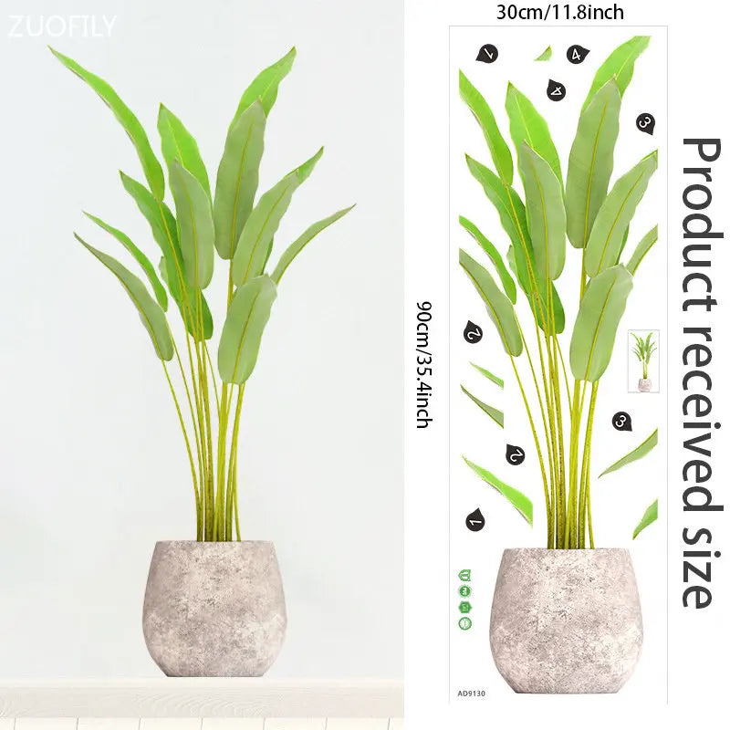Faux plant with pot and size chart | Home Decor home decor design by HomeDecorDecals.