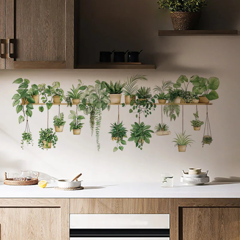 Flower Shelf Wall Sticker | Home Decor removable peel and stick wall decal by HomeDecorDecals.