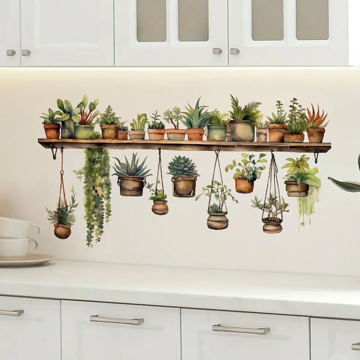 Flower Shelf Wall Sticker | Home Decor design details by HomeDecorDecals.