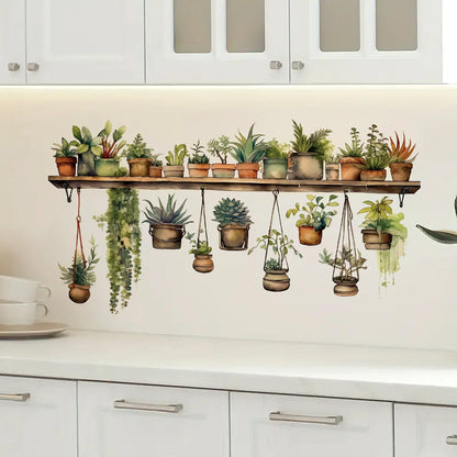 Flower Shelf Wall Sticker | Home Decor design details by HomeDecorDecals.