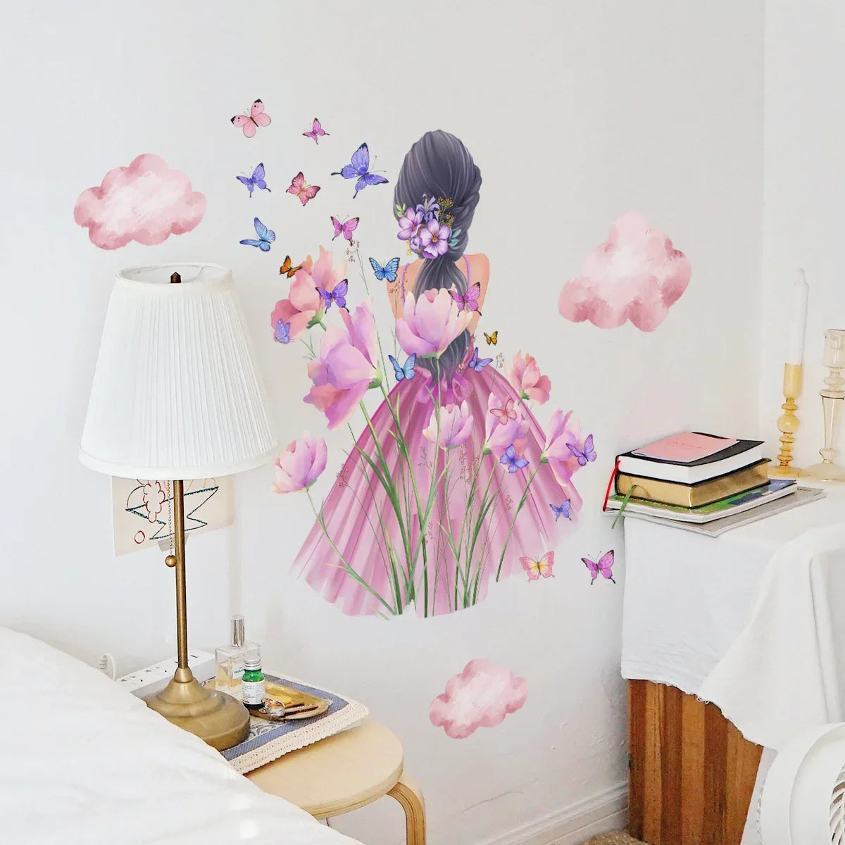 Flowers Butterfly and Girl Wall Decal | Kids Room Decor by HomeDecorDecals