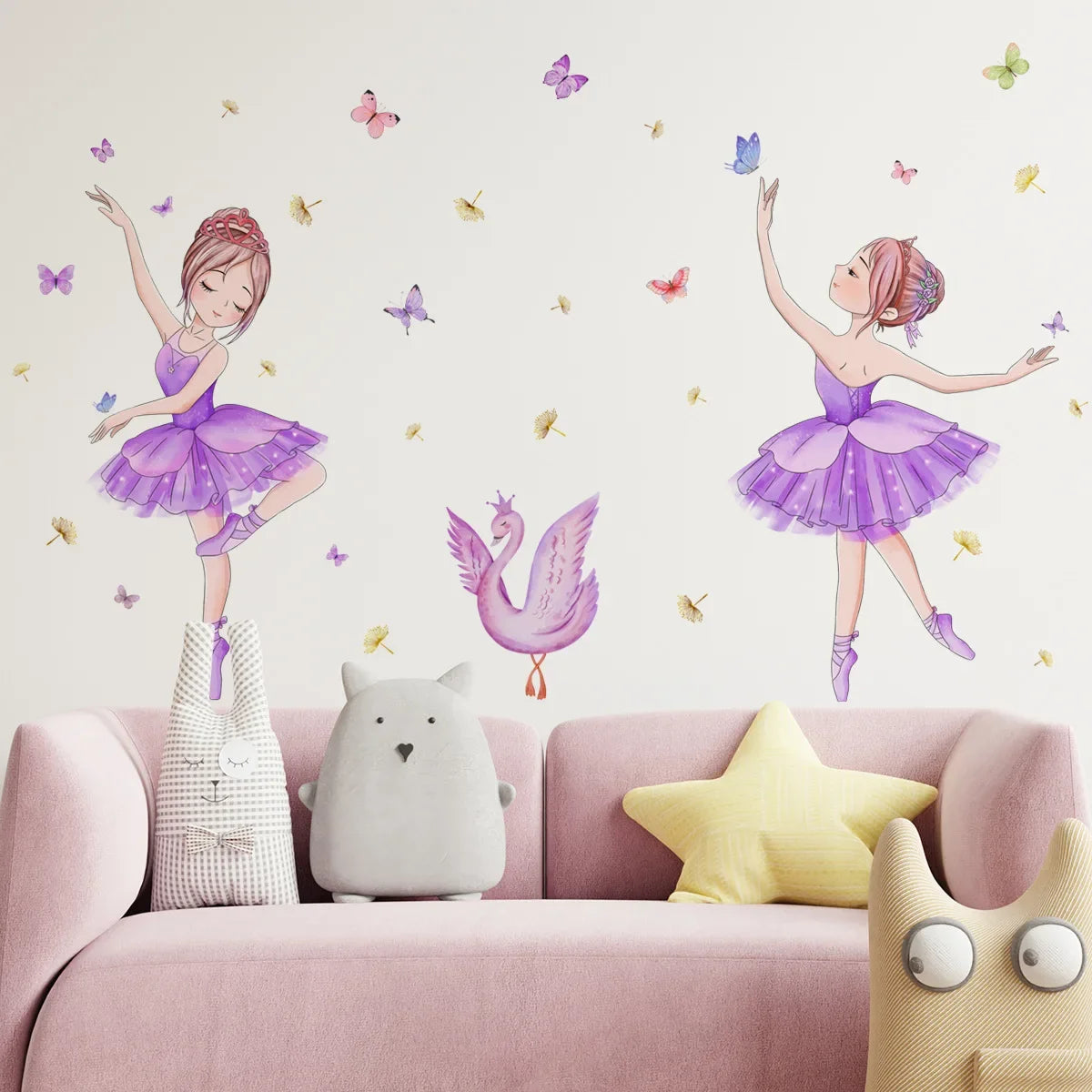 Flowers Butterfly and Girl Wall Decal | Kids Room Decor decorative wall feature by HomeDecorDecals.