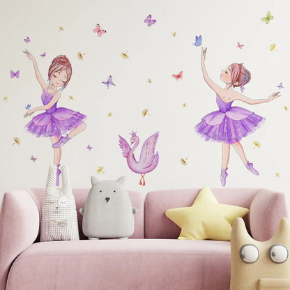 Flowers Butterfly and Girl Wall Decal | Kids Room Decor decorative wall feature by HomeDecorDecals.