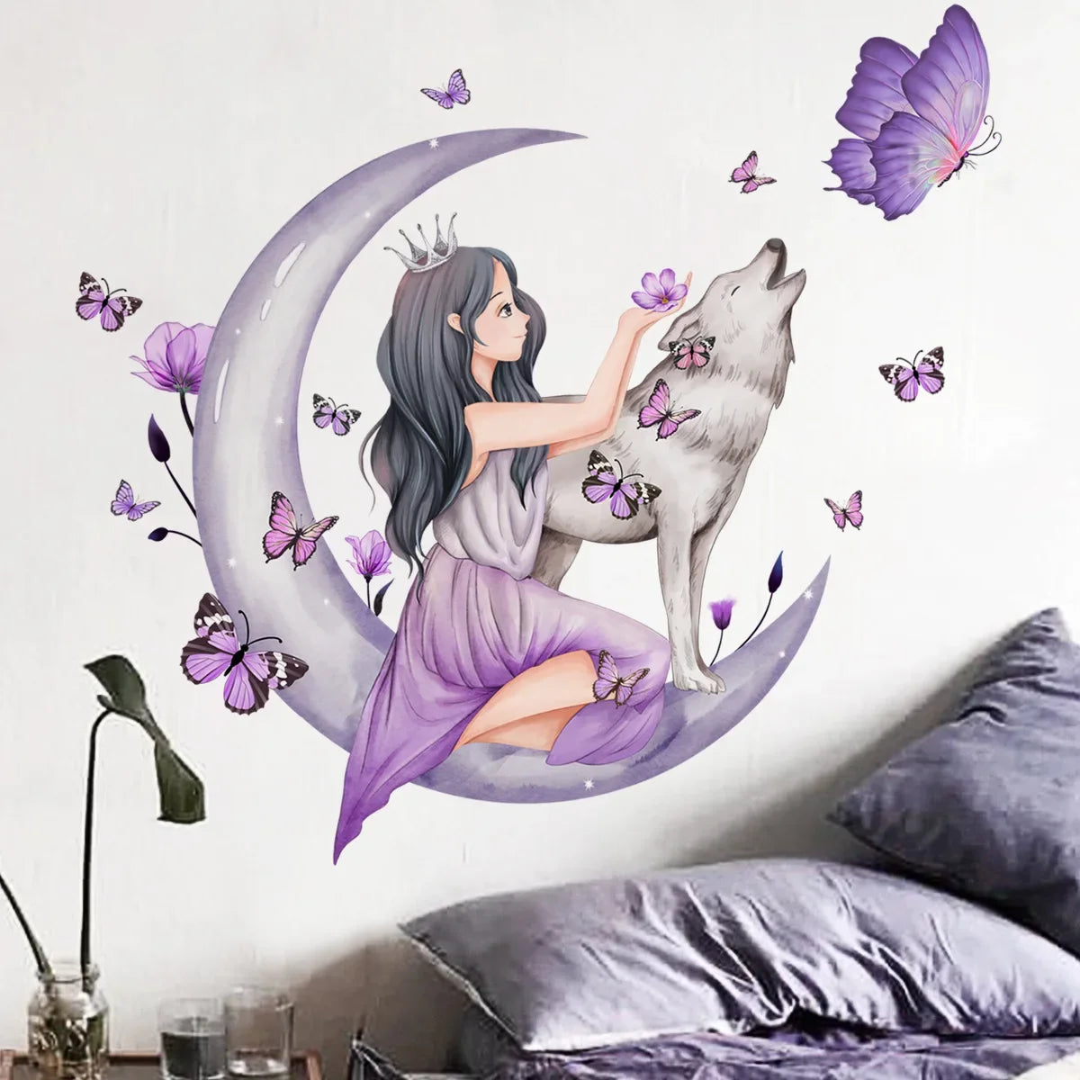 Flowers Butterfly and Girl Wall Decal | Kids Room Decor design details by HomeDecorDecals.