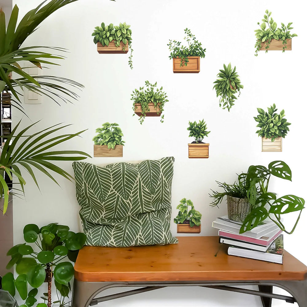 Fresh Green Potted Plants Wall Decal | Home Decor by HomeDecorDecals.