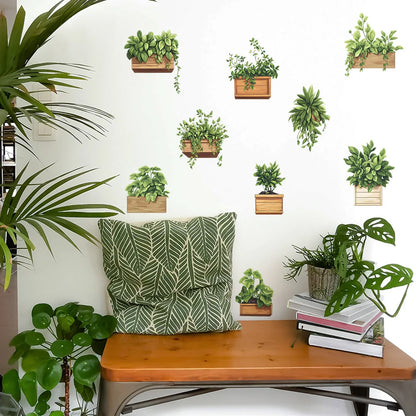 Fresh Green Potted Plants Wall Decal | Home Decor by HomeDecorDecals.