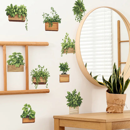 Fresh Green Potted Plants Wall Decal | Home Decor displayed in room decor by HomeDecorDecals.