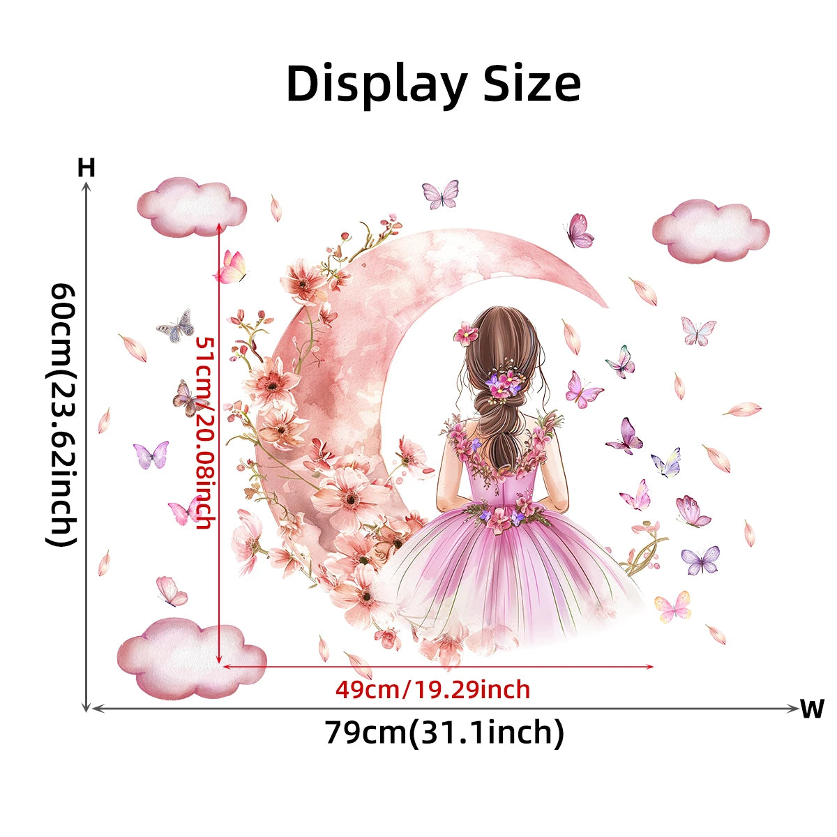 Girl Moon and Butterflies Wall Decal | Kids Room Decor home decor design by HomeDecorDecals.