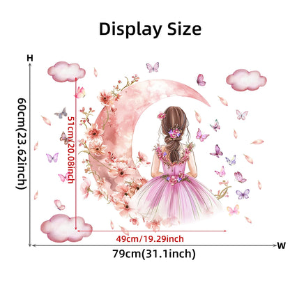 Girl Moon and Butterflies Wall Decal | Kids Room Decor home decor design by HomeDecorDecals.