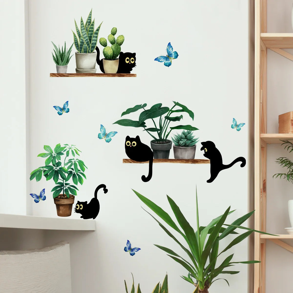 Green Plant and Cute Kitten Wall Decal | Home Decor by HomeDecorDecals.