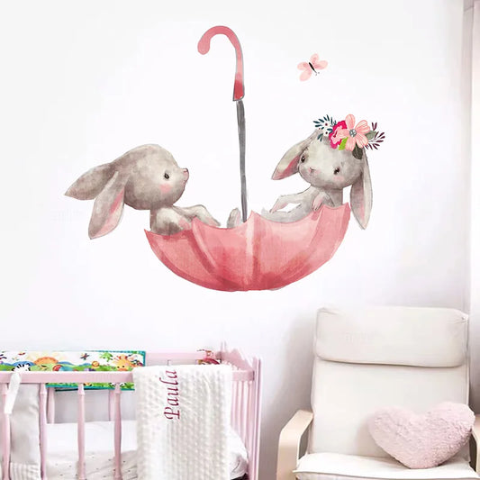 Grey Bunny Ballet Rabbit Wall Decal | Kids Room Decor by HomeDecorDecals.