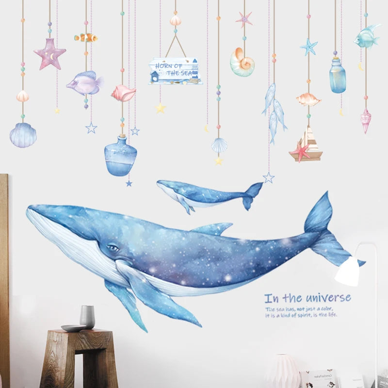 Cartoon Dreamland Wall Sticker for Kids rooms Nursery Wall Decor Vinyl Tile Stickers Waterproof Whale Wall Decals Home Decor-HomeDecorDecals_com