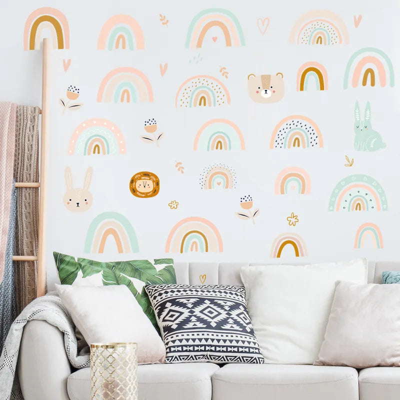 1x Cartoon Arch Rainbow DIY Wall Stickers for Baby Room Kids Bedroom Nursery Window Decor Removable PVC Decals Home Pieces Mural-HomeDecorDecals_com