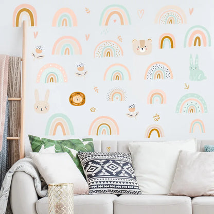 1x Cartoon Arch Rainbow DIY Wall Stickers for Baby Room Kids Bedroom Nursery Window Decor Removable PVC Decals Home Pieces Mural-HomeDecorDecals_com