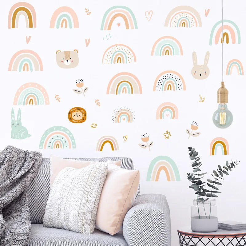 1x Cartoon Arch Rainbow DIY Wall Stickers for Baby Room Kids Bedroom Nursery Window Decor Removable PVC Decals Home Pieces Mural-HomeDecorDecals_com