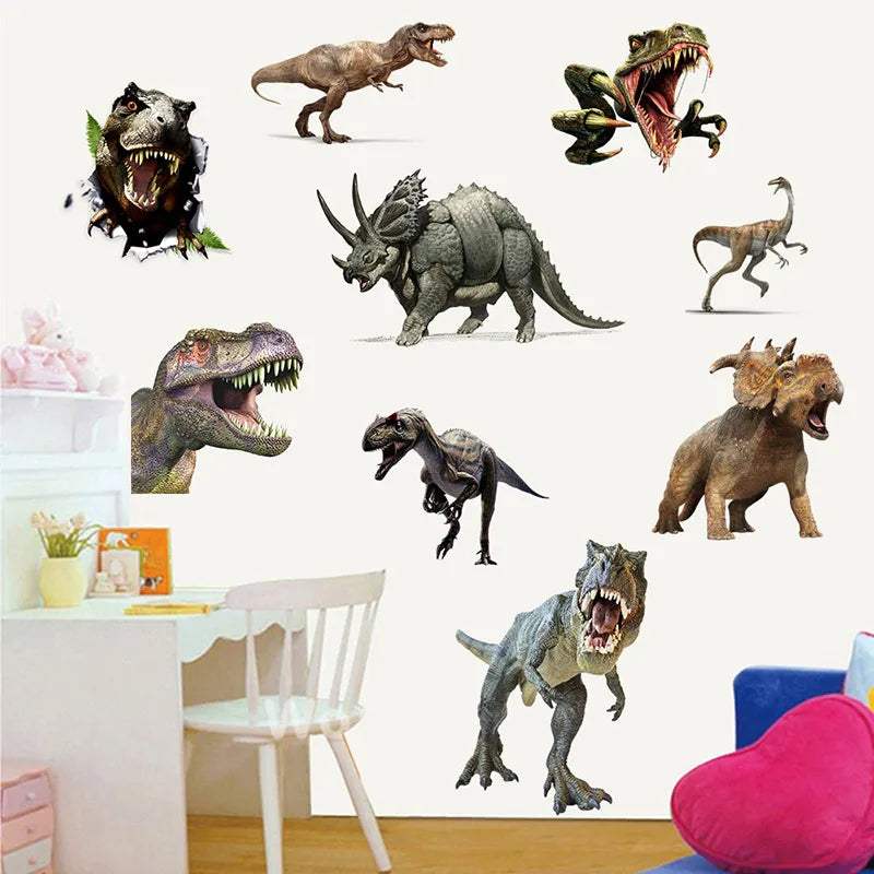 Horrible Dinosaur Wall Stickers for Boy Kids room Decor Tyrannosaurus PVC Tile Decals Removable Door Murals for Home Decoration-HomeDecorDecals_com