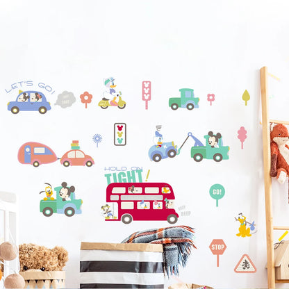 Cartoon car road track creative wall sticker for kids rooms nursery children's room decor on the wall car murals Child gift-HomeDecorDecals_com