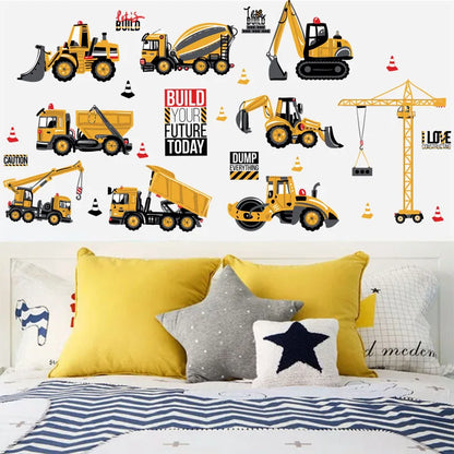 Cartoon Tractor Wall Stickers DIY Transport Cars Wall Art Decal Decoration for Kids Rooms Boys Girls Children Bedroom Home Decor-HomeDecorDecals_com