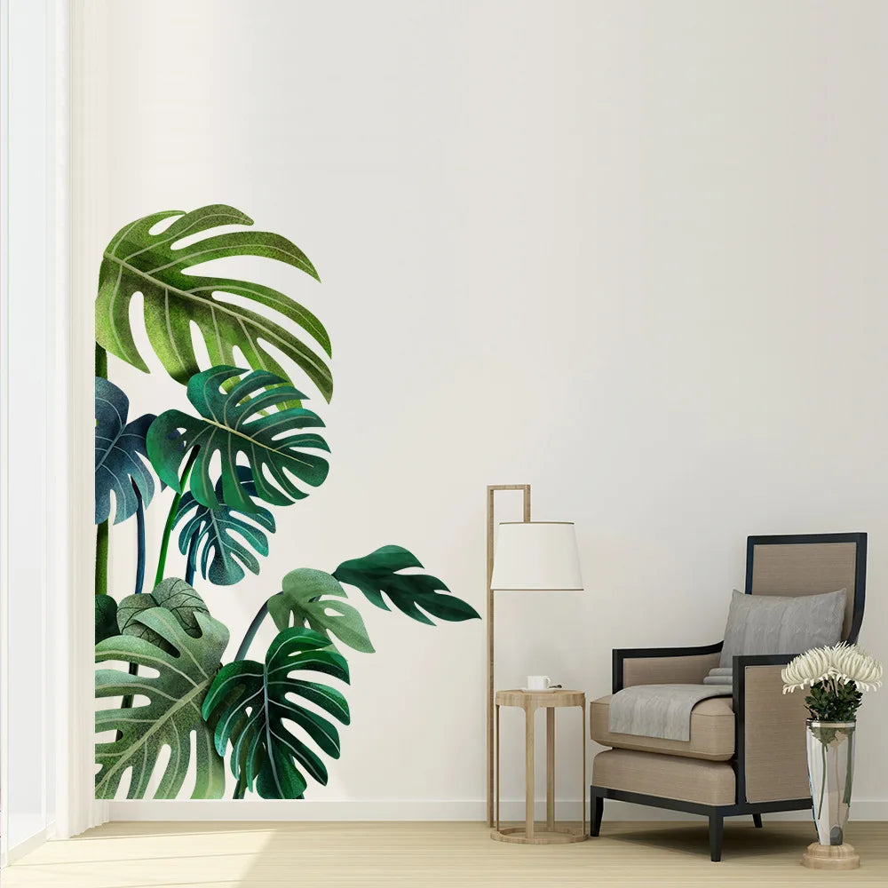 Nordic Green Leaf Wall Decal | Home Decor design details by HomeDecorDecals.