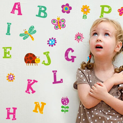 Cartoon wild jungle 26 letters alphabet animal wall stickers for rooms for kids home decoration children wall decal poster mural-HomeDecorDecals_com