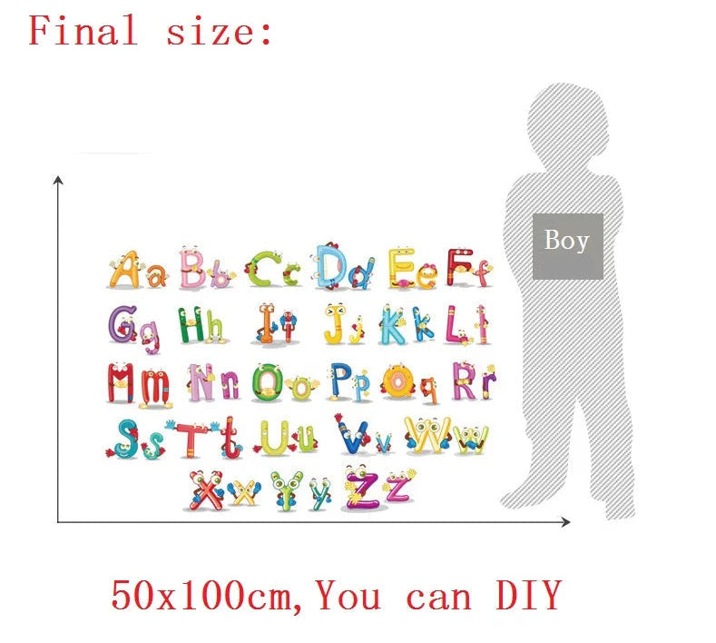 Cartoon wild jungle 26 letters alphabet animal wall stickers for rooms for kids home decoration children wall decal poster mural-HomeDecorDecals_com