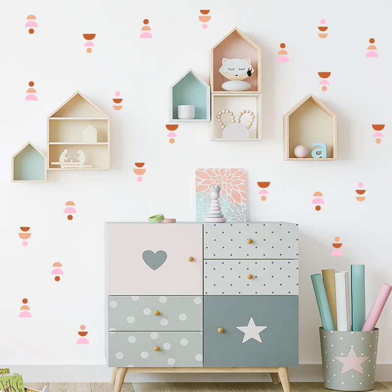 20pcs/set Boho Style Wall Stickers Minimalist Geometric Wall Art Decals Removable Nursery Stickers for Kids Room circle pattern-HomeDecorDecals_com