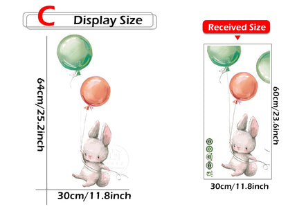 Bunny Baby Nursery Wall Stickers Cartoon Rabbit Swing on the Stars Wall Decals for Kids Room PVC Removable Stickers PVC DIY-HomeDecorDecals_com