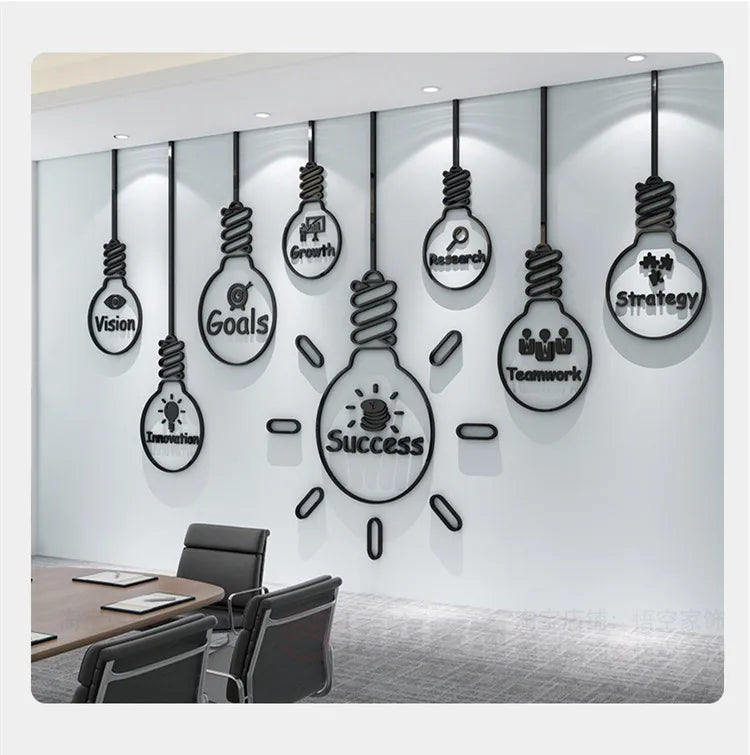 Office Wall Decor Painting 3D Stereo Acrylic Home Living Room Decor Wall Sticker Company Corporate Inspirational Wall Sticker-HomeDecorDecals_com