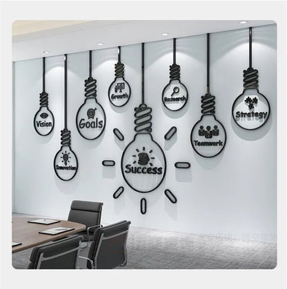 Office Wall Decor Painting 3D Stereo Acrylic Home Living Room Decor Wall Sticker Company Corporate Inspirational Wall Sticker-HomeDecorDecals_com
