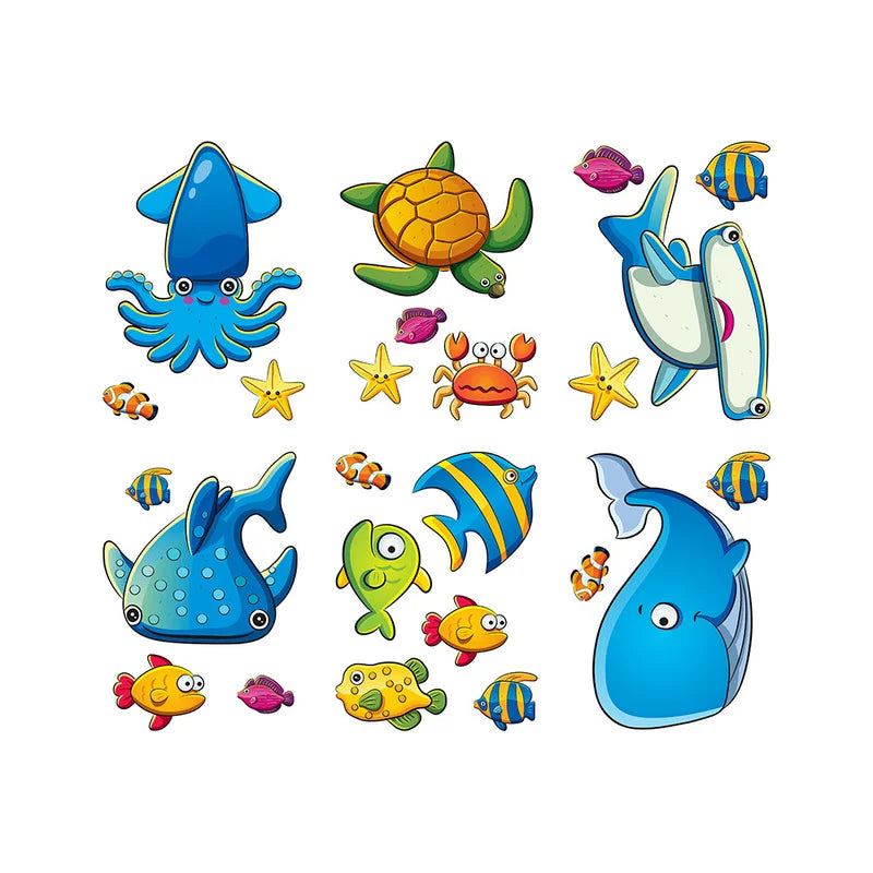 6Pcs Children Baby Bathing Non-slip Matte Bathtub Stickers Cartoon Tile Stickers Ocean World Bathroom Decor-HomeDecorDecals_com