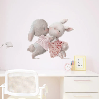 Walking Bunny Mother with Sleeping Baby Rabbit Wall Stickers for Kids Room Decorative Nursery Wall Decals Removable Decoration-HomeDecorDecals_com
