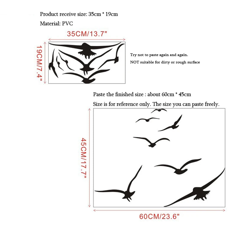 HonC A Flock Of Seabirds Wall Stickers Living Room Bedroom Home Background DIY Decoration Mural Art Decals Carved Wallpaper-HomeDecorDecals_com