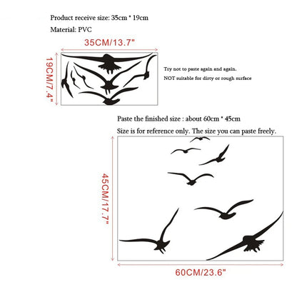 HonC A Flock Of Seabirds Wall Stickers Living Room Bedroom Home Background DIY Decoration Mural Art Decals Carved Wallpaper-HomeDecorDecals_com