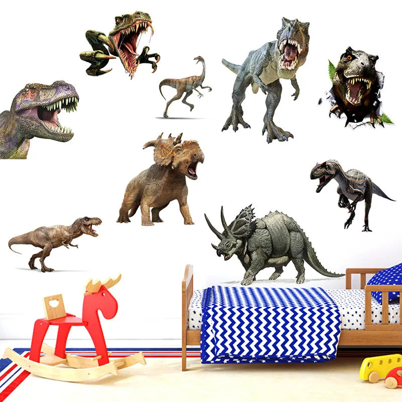 Horrible Dinosaur Wall Stickers for Boy Kids room Decor Tyrannosaurus PVC Tile Decals Removable Door Murals for Home Decoration-HomeDecorDecals_com