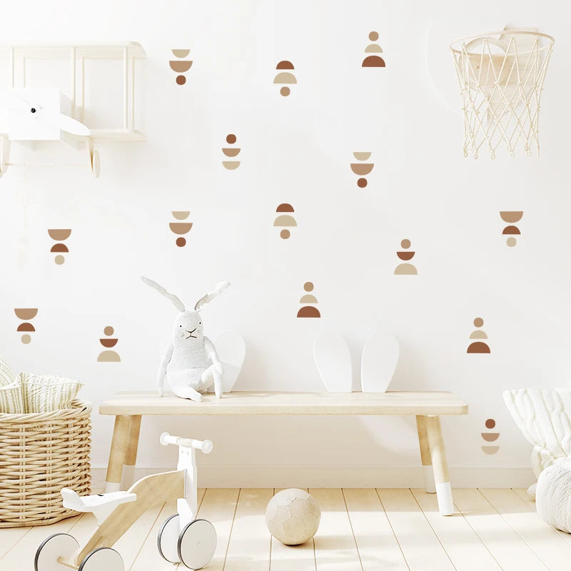 20pcs/set Boho Style Wall Stickers Minimalist Geometric Wall Art Decals Removable Nursery Stickers for Kids Room circle pattern-HomeDecorDecals_com