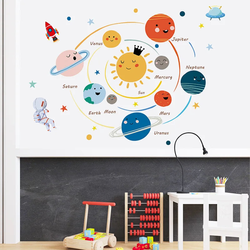 Cartoon Solar System Wall Stickers Kids Room Decor-HomeDecorDecals_com