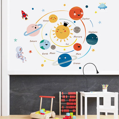 Cartoon Solar System Wall Stickers Kids Room Decor-HomeDecorDecals_com