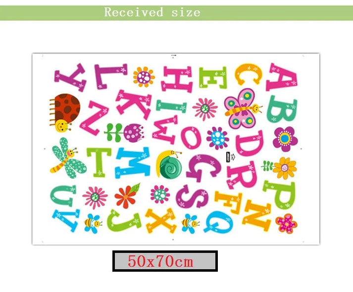 Cartoon wild jungle 26 letters alphabet animal wall stickers for rooms for kids home decoration children wall decal poster mural-HomeDecorDecals_com