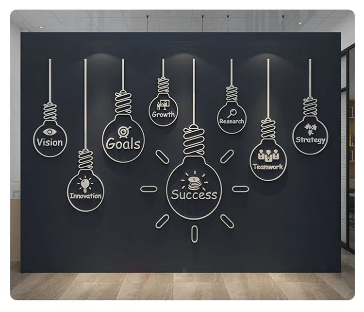 Office Wall Decor Painting 3D Stereo Acrylic Home Living Room Decor Wall Sticker Company Corporate Inspirational Wall Sticker-HomeDecorDecals_com