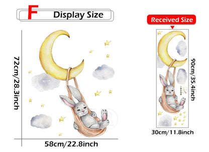 Bunny Baby Nursery Wall Stickers Cartoon Rabbit Swing on the Stars Wall Decals for Kids Room PVC Removable Stickers PVC DIY-HomeDecorDecals_com