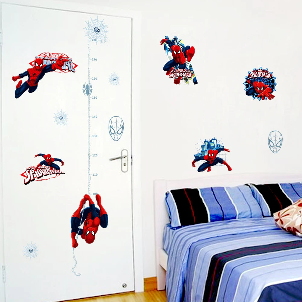 Spider Man height ruler Wall Sticker Creative Printed Superhero Spiderman Vinyl Wall Decal for Kids Room Bedroom Home Decor art-HomeDecorDecals_com