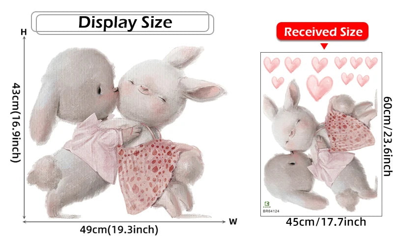 Walking Bunny Mother with Sleeping Baby Rabbit Wall Stickers for Kids Room Decorative Nursery Wall Decals Removable Decoration-HomeDecorDecals_com