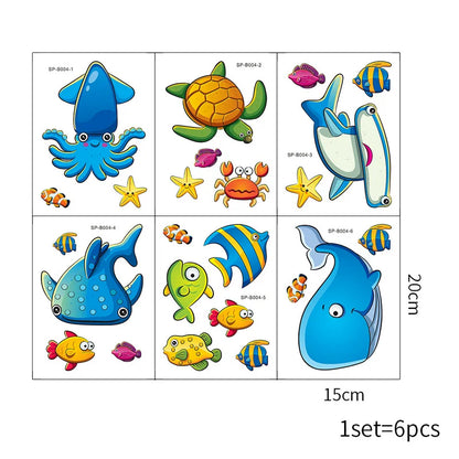 6Pcs Children Baby Bathing Non-slip Matte Bathtub Stickers Cartoon Tile Stickers Ocean World Bathroom Decor-HomeDecorDecals_com