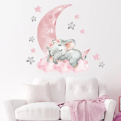 Cartoon Pink Elephant Wall Decal-HomeDecorDecals_com