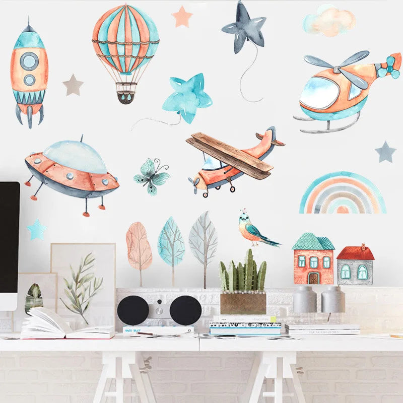 Kids Cartoon Hot Air Balloon Wall Stickers-HomeDecorDecals_com