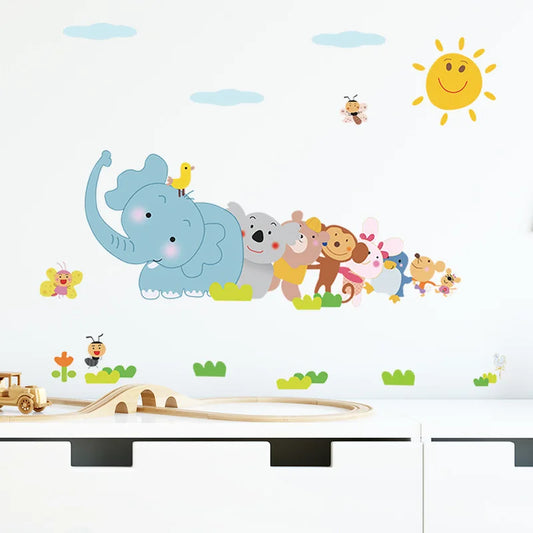 Happy Animals Wall Decal | Kids Room Decor removable peel and stick wall decal by HomeDecorDecals.
