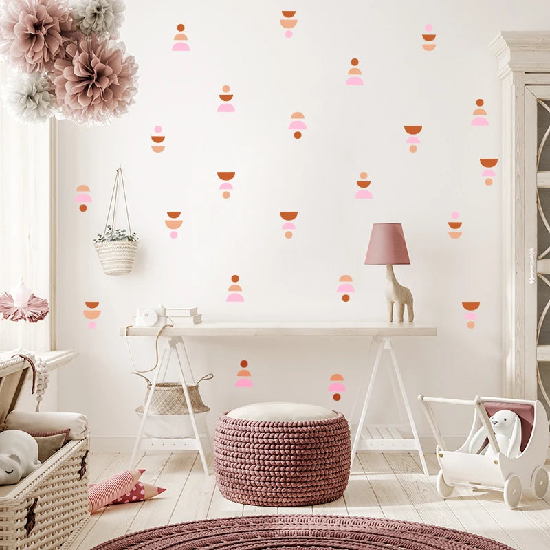 20pcs/set Boho Style Wall Stickers Minimalist Geometric Wall Art Decals Removable Nursery Stickers for Kids Room circle pattern-HomeDecorDecals_com