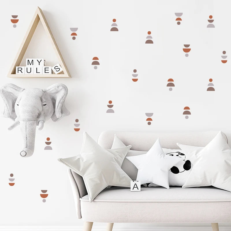 20pcs/set Boho Style Wall Stickers Minimalist Geometric Wall Art Decals Removable Nursery Stickers for Kids Room circle pattern-HomeDecorDecals_com