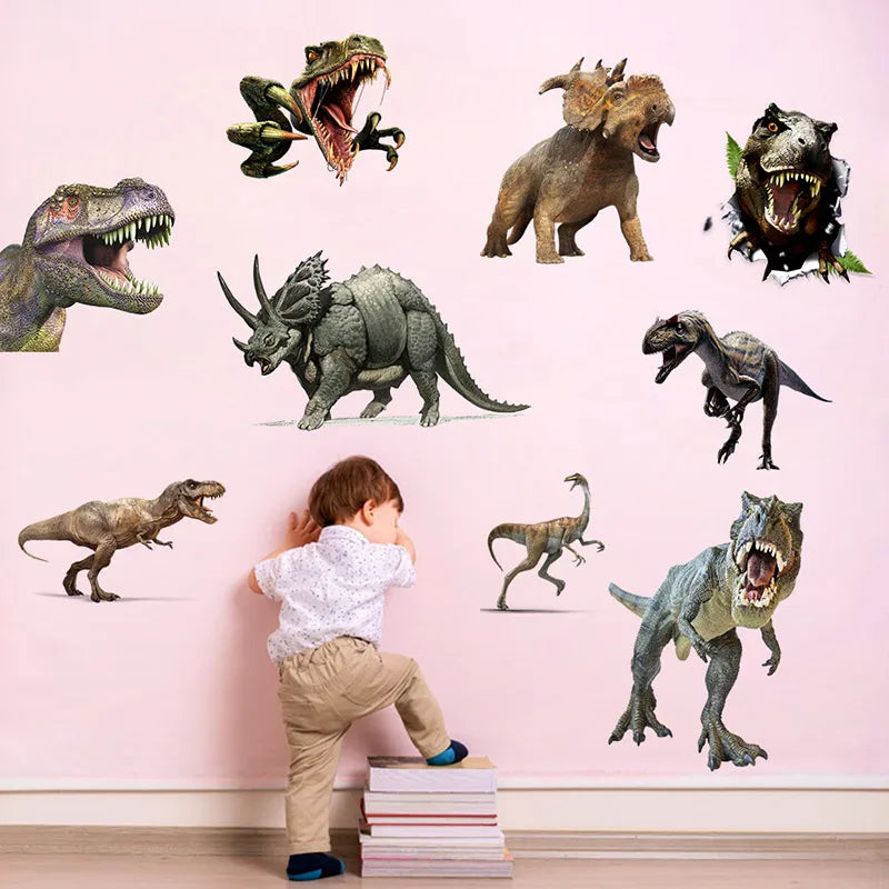 Horrible Dinosaur Wall Stickers for Boy Kids room Decor Tyrannosaurus PVC Tile Decals Removable Door Murals for Home Decoration-HomeDecorDecals_com